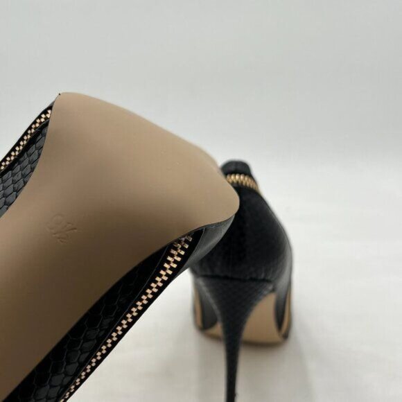 YDN Women Sexy Pointed Toe Slip on Pumps Zipper Snake Pattern Stiletto High Heel - Picture 5 of 7